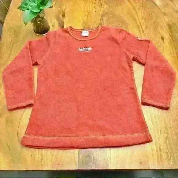 Vintage pastel red foxy crew neck long sleeves  fleece sweatshirts jumper - Picture 12 of 12